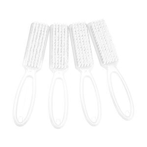 4 Pcs Fingernail Cleaner Nail Brush with Plastic Handle White
